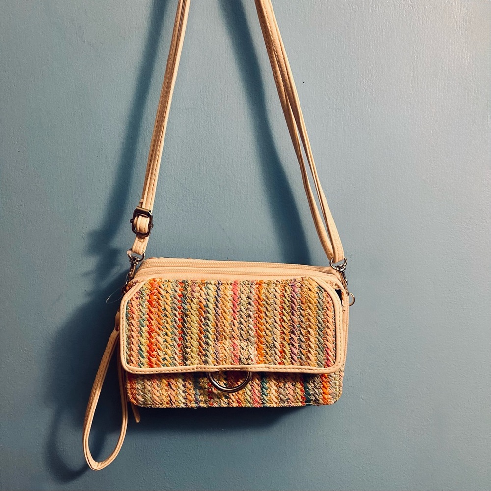 Multicolor Woven Crossbody Bag Clutch Wristlet Card Slots